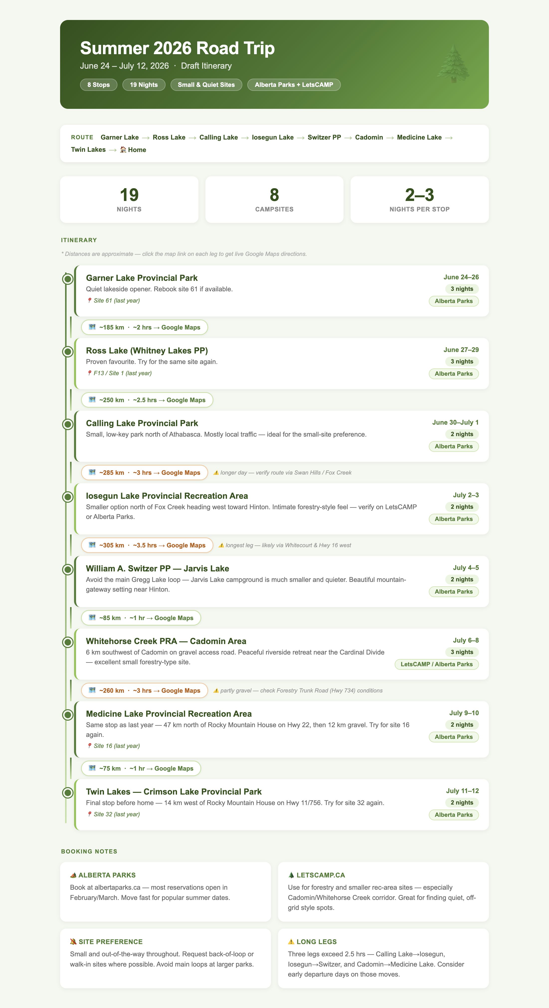 Claude-generated road trip webpage